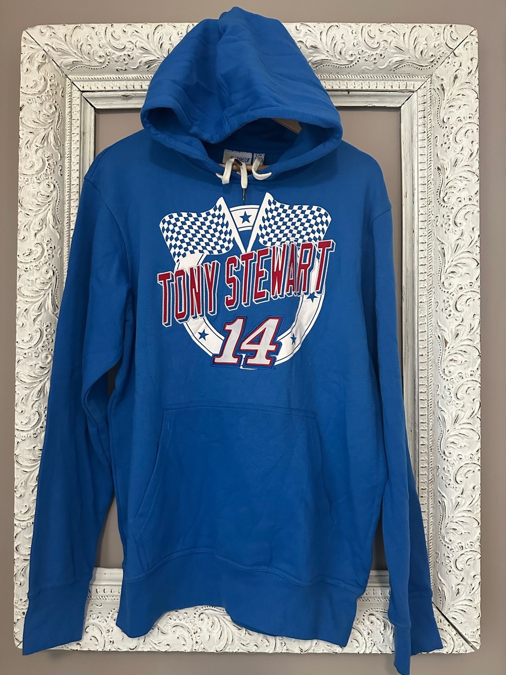 Nascar Tony Stewart Blue Pullover Hoodie with 14 Racing Logo. Size L